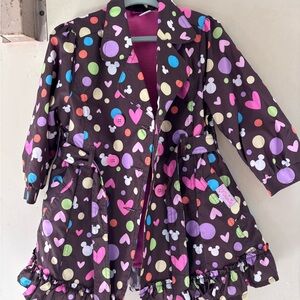 Disney Pink & Brown Polka Heart Coat with Fleece Lining